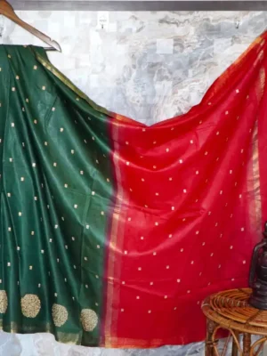 Bottle Green Coral Embroidered Saree