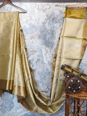 Champagne Gold Jacquard Saree