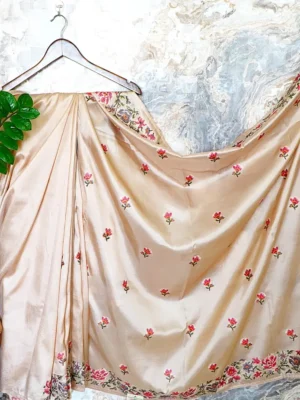 Champagne Vintage Floral Saree
