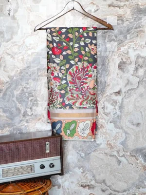Charcoal Kalamkari Saree