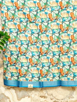 Cream Abstract Art Saree