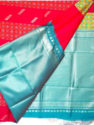 Crimson Teal Zari Saree