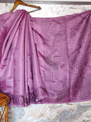 Dusty Rose Peacock Saree