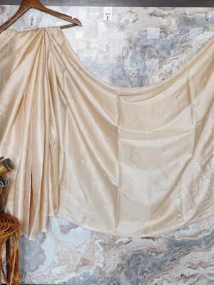 Champagne Gold Satin Saree