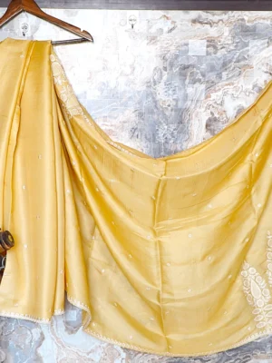 Mustard Satin Motif Saree