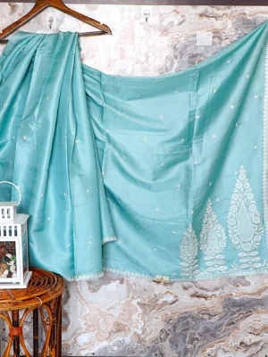 Mustard Satin Motif Saree