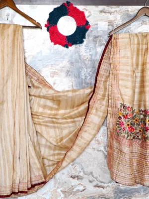 Beige Knotwork Saree