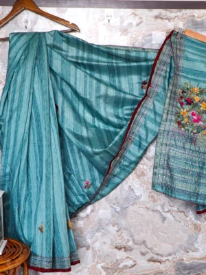 Seafoam Knotwork Saree