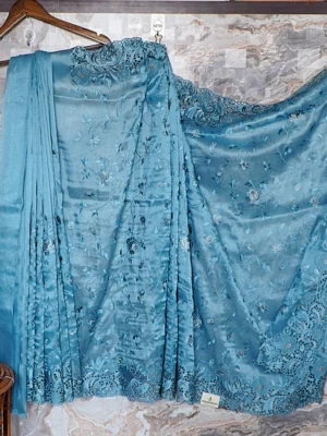 Powder Blue Organza Saree