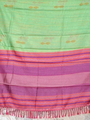 Lime Green Pink Embroidery Saree