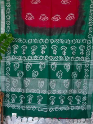 Maroon Green Shibori Saree