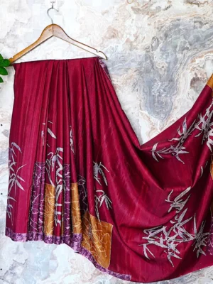 Maroon Patchwork Saree Set