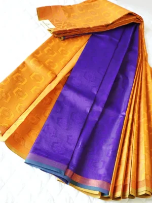 Mustard Indigo Jacquard Saree