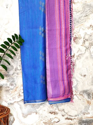 Royal Blue Mauve Embroidery Saree