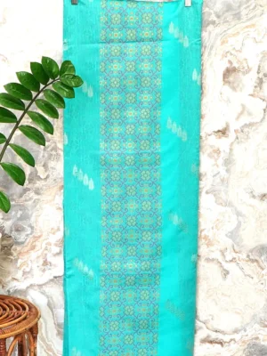 Seafoam Teal Lime Zari Saree